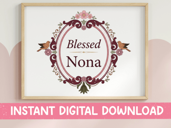 Blessed Nona Vintage Frame Birds
