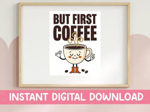But First Coffee Retro Cup Character