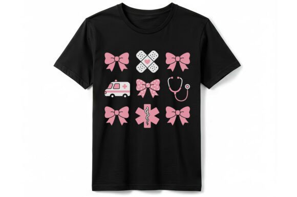 Cute Pink Bow Medical Nurse T-shirt
