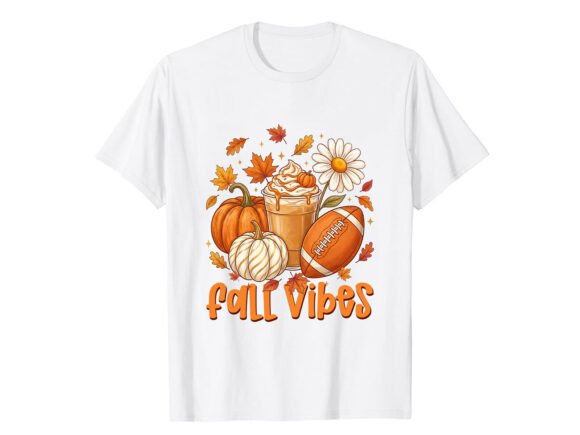 Football Pumpkin Vibes Fall T-Shirt