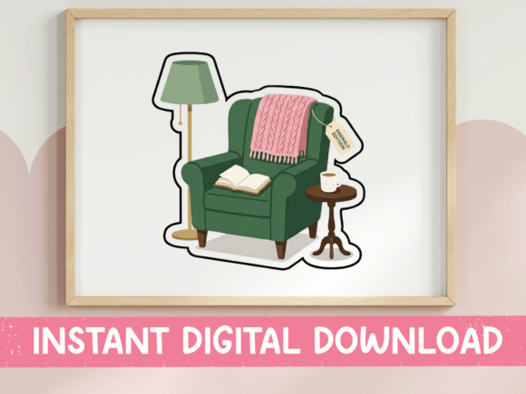 Green Reading Chair Cozy Sticker
