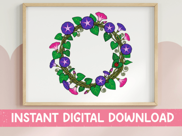 Morning Glory Wreath Purple Pink Vines