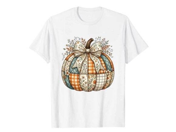 Patchwork Floral Pumpkin Fall T-Shirt