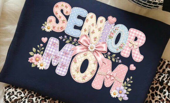 Patchwork Senior Mom Coquette Shirt Png
