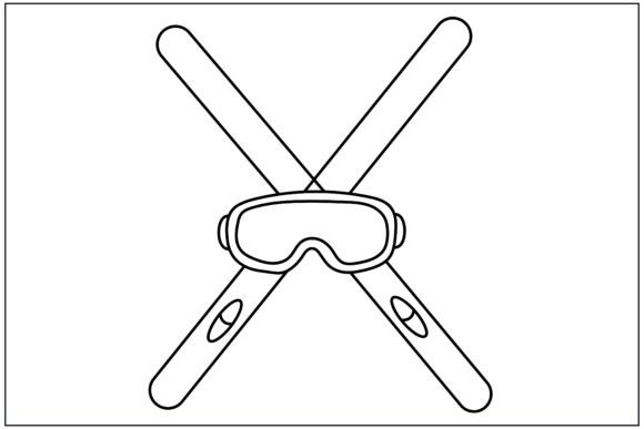 Ski Gear Skis Goggles Icon Line Art