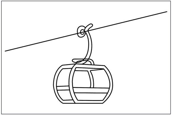 Ski Lift Gondola Line Art