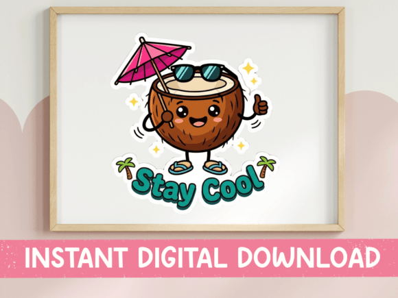 Stay Cool Coconut Drink Cartoon
