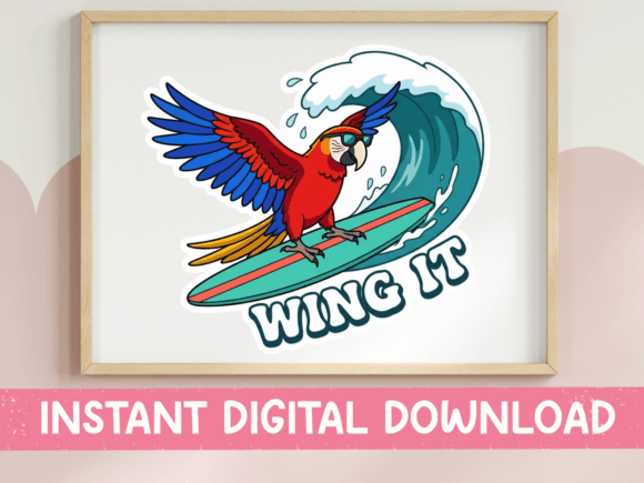 Wing It Surfing Parrot Ocean Wave